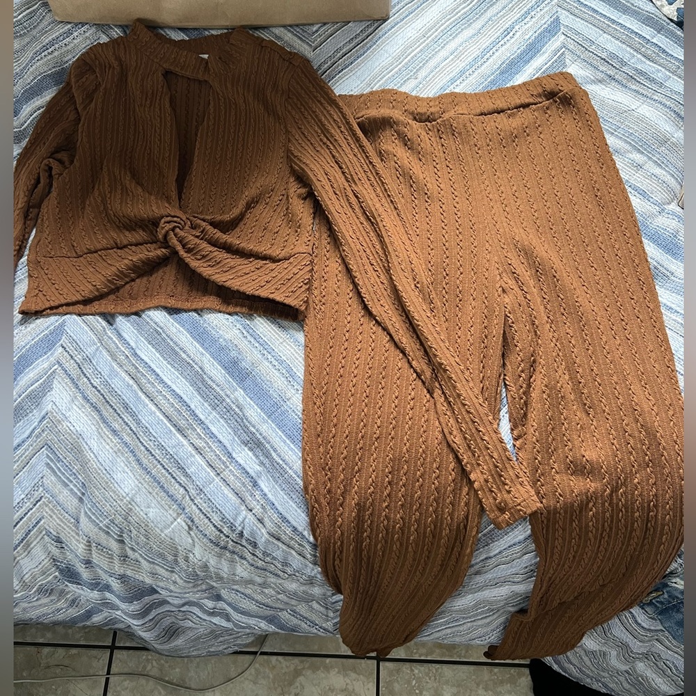 Brown 2 piece pants set